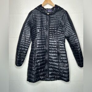 Patagonia Women's Black Long Packable Hooded Puffer Coat